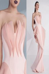 Unique Mermaid Evening Dresses Sleeveless Sweetheart Ruffles 2020 Prom Gowns Sweep Train Spring Mnmcouture Red Carpet Formal Party3342177