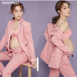 Capris Dvotinst Women Photography Props Cool Suits Maternity Full Sleeves Pants 2pcs Casual Pregnancy Pregant Studio Shooting Clothes