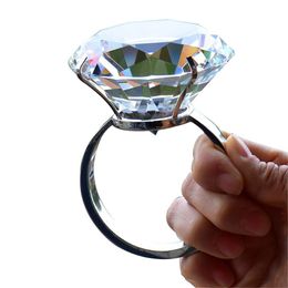 Wedding Arts and Crafts decoration 8cm crystal glass big diamond ring romantic proposal wedding props home ornaments party gifts S249r