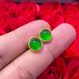 Stud Earrings Original Design Jasper Green Round Bead Exquisite Bohemian Style Fresh Charm Women Silver Jewellery