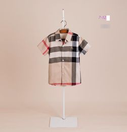 Big Boys plaid shirt designer style children lapel short sleeve shirt old kids cotton casual tops brand boys clothing 612T A21989678279