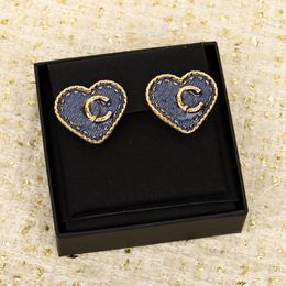 2024 Luxury quality charm stud earring with blue Colour design in 18k gold plated have stamp box PS3095B