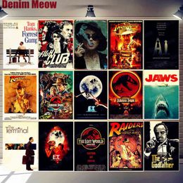 Movie Posters Film Plaque Vintage Metal Tin Signs Cafe Bar Cinema Decor E T JAWS Jurassic Park Retro Painting Wall Sticker N311 H286b