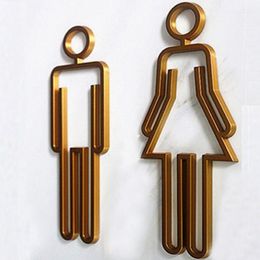 Acrylic Toilet Symbol Adhesive Backed Bathroom Door Sign For El Office Home Restaurant Gold Other Hardware211v
