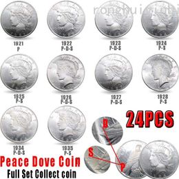 24pcs USA Peace Coins1921-1935 Copper Plating Silver Copy Coin Art Collection218J