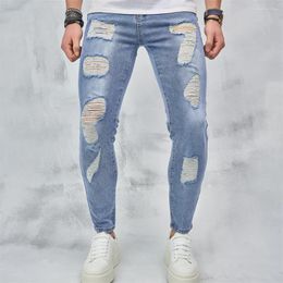 Men's Jeans Skinny Beggar Holes Distressed Good Quality Men Slim Jogging Biker Jean Pants Male Clothing