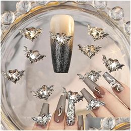 Nail Art Decorations 10Pcs Luxury Bat Love Wings Charms Dark Style Alloy Heart Zircon Jewelry For Manicure Decoration Accessorie Drop Otp0R