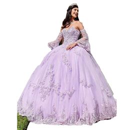 Ball Vintage Long Prom Sweetheart Dresses Princess Gown Sleeve Appliques Lace Beads Quinceanera Dress Plus Size Evening Party Gowns Ves GG s