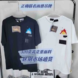 High Version Rojia Loe Hayao Miyazaki Co Branded Collection Hals Mobile Castle Ice and Fire Embroidery Os Short Sleeve T-shirt