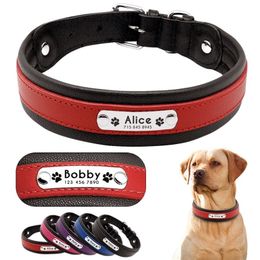 Personalized Leather Dog Collar Customized Engraved Pet Big Dog Bulldog Collars Padded For Medium Large Dogs Perro Pitbull 220409293s