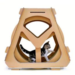 Corrugated paper treadmill ferris wheel pet furniture cat scratch board grab crawling shelf rotation224p