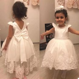 Toddler Baby Girls 1st Birthday White Baptism Dress Infant Bow Lace Wedding Party Dresses 0-5Y Kids Girl Trail Princess Clothes 240226