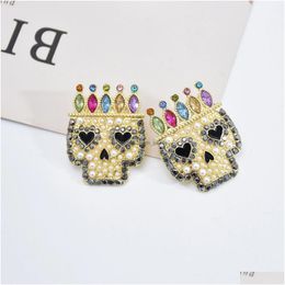 Charm New Style Skl Stud Earrings Fashion Gold Plated Crystal Pearl Colorf Enamel Handmade Jewellery Drop Delivery Dhgarden Dhfjz