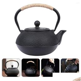 Dinnerware Sets Desktop Tea Kettle Metal Teapot With Handle Uncoated Small Iron Tetsubin Office Home Decor Drop Delivery Garden Kitche Otwb3