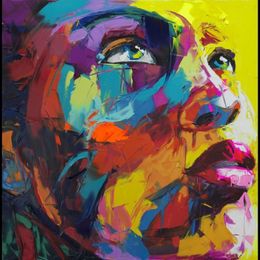 Francoise Nielly Palette LNIFE Impression Home Artworks Modernes Porträt, handgefertigtes Ölgemälde auf Leinwand, konkav-konvexe Textur, Fac339A