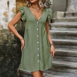 Summer Fashion Womens Clothing Sleeveless Solid Colour Dress