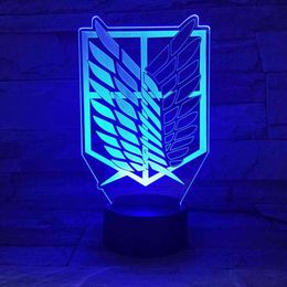 Anime Attack on Titan Night Light Led Children Kids Boys Gift Manga Japanese Anime Bedroom Desk Lamp Shingeki no Kyojin Y1123198K