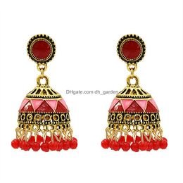 Charm Retro Bollywood Style Traditional Indian Earrings Jewelry With Small Beads Jhu Jhumka For Women Party Gift Drop Deliver Dhgarden Dhv45