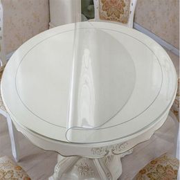 PVC Waterproof Tablecloth Round tablecloth Table Cover Transparent kitchen pattern oil tablecloth glass soft cloth 1 0mm mat T2007294R