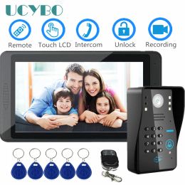 Doorbells 7" Door phone video Intercom for home Touch screen waterproof camera ir night vision video recording RFID video doorbell system