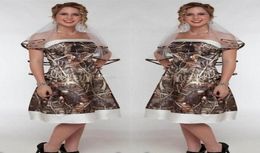 Vintage Camo A Line Wedding Dresses With Strapless Satin Country 2020 Short Wedding Bridal Gown cheap8939668