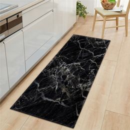 Black White Marble Printed Entrance Doormat Long Floor Mats Carpets for Living Room Kitchen Bathroom Rugs tapetes para casa sala221C
