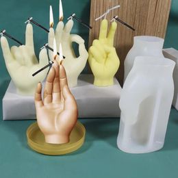 Craft Tools Hand Shape Silicone Mould Creative Gesture Scented Candle Wax Making Mould Home Decor Soap Resin DIY224M