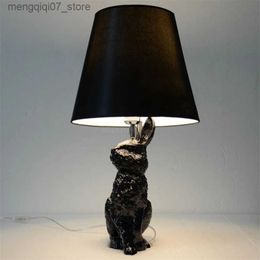 Lamps Shades Resin Rabbit lights Modern Led Table Lamps Bedroom bedside lamp Black/White Living Room Home Decor lighting Indoor light fixture L240311