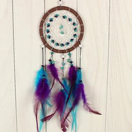 Antique Imitation Dreamcatcher Gift checking Dream Catcher Net With natural stone Feathers Wall Hanging Decoration Ornament GA461267g