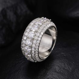 Rings Luxury Rows Moissanite Ring Pass Diamond Tester Sterling Silver Shiny Fashion Jewelry Rings Moissanite Ring ldd240311