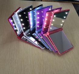 makeup 8 LED Mirror Folding Portable Compact Pocket led Mirror Lights Lamps Colour randomly DHL 6064035