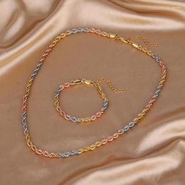 Necklace Earrings Set EYIKA Design Mix Color Plating Twist Chain Bracelet Pendant High Quality Copper Hip Hop Jewelry For Women Men