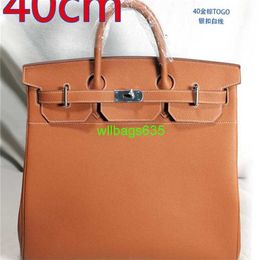 Handmade Bags Genuine Leather Handbags Bk40 Totes Bags Full Leather Canvas Mens and Womens Universal Handbag Large Capacity Cowhide Mens Tra have logo HBX2FG