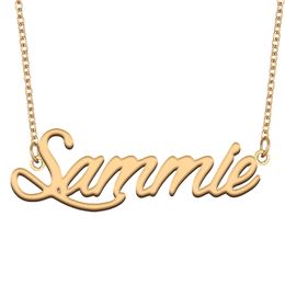 Sammie Name Necklace Custom Nameplate Pendant for Women Girls Birthday Gift Kids Best Friends Jewellery 18k Gold Plated Stainless Steel