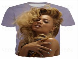 Casual Mens Womans Singer Beyonce 3D HD Print Tshirt Summer Shortsleeved Oneck Tshirt Fashion Style Unisex Shirt Brand Tees WR9709917