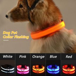 USB Rechargeable LED Dog Pet Collar Flashing Luminous Safety Light Up Nylon Dog Collar Anti-lost Pet Necklace Puppy Collars2310