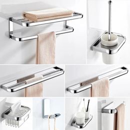 Chrome Polished Bathroom Accessories Set Soap Holder Towel Rail Toilet Brushed Ring Paper 240304