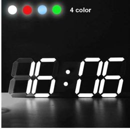 Modern Digital LED Table Desk Night Wall Clock Alarm Watch 24 or 12 Hour Display Table stand Clocks wall attached USB Battery195t