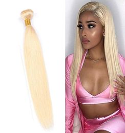 Indian Virgin Human Hair Extensions 613 Blonde Straight Hair Wefts Blonde Light Color One Bundle Silky Straight 1032inch7402225