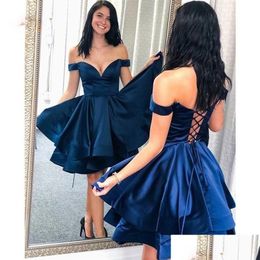 Homecoming Dresses Navy Blue A Line Off The Shoder Tiers Real Pos Short Lady Party Dress Custom Sweet 16 Graduation Lac2210 Drop Del Dhqhf