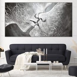 Black and White Abstract Kiss Posters And Prints Canvas Painting Wall Art Pictures For Living Room Modern Home Decor Cuadros246x
