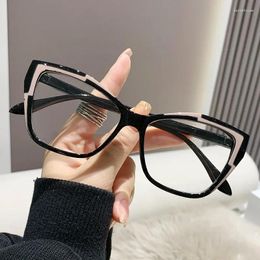Sunglasses Style Fashion Cat-eye Optical Spectacle Female Personality Colour Contrast Splicing Discoloration Glasses Anti-blue