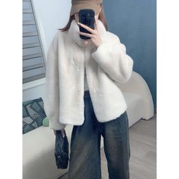 And With Imitation Velvet Integrated Stand Up Collar Short Style Mink Eco-Friendly For Women's Winter Fur Coat 2563