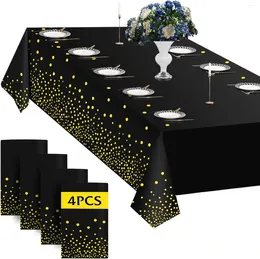 Table Cloth 4PcsTable Cover Disposable Black Gold Tablecloth Rectangle Tables Birthday Wedding Party Supplies Decorations
