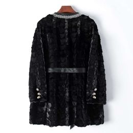 Hair True Grass 100 2024 Spring And Autumn New Lace Up Combination Mink Fur Coat For Women 9830