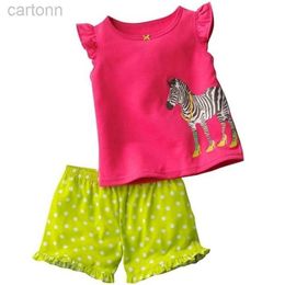 Kleidungssets Mädchen Kleidungsset Zebra Kinder Kleidung Anzüge Sommer Kurzarm T-Shirts Shorts Hosen Sportanzug 100% Baumwolle ldd240311