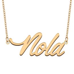 Nola Name Necklace Custom Nameplate Pendant for Women Girls Birthday Gift Kids Best Friends Jewelry 18k Gold Plated Stainless Steel