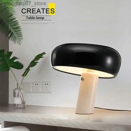 Lamps Shades 2023 New Table Lamp Italian Designer Mushroom Lamp Modern Marble Lamp Childrens Study Light Bedroom Decor Bedside Tables Light L240311