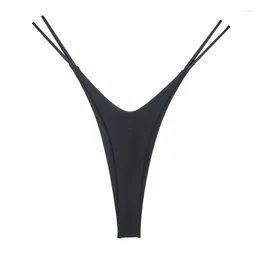 Women's Panties 2024 Sexy High-cut Thong Cotton Bikini Style Underwear Ribbon Double Layer