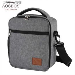 Bento Boxes Aosbos Portable Cooler Lunch Bag Oxford Thermal Insulated Food Bags Tote Solid Food Picnic Lunch Box Bag for Men Women Kids L240311